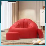 ComfyBean Bag with Beans Filled XXXXL Bean Bag Comfy Originals - Bean Bag with Cushion and Footrest - Official : ComfyNova Range - Comfort Level : Basic - (Matching Cushion Round : Red)
