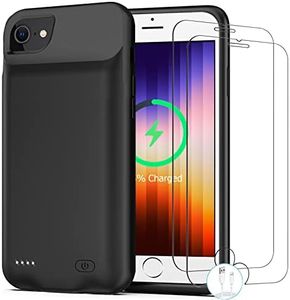 Battery Case for iPhone 7/8/6s/6/SE 2020/SE 3, [10000mAh] Rechargeable Smart Extended Charging Case Compatible with iPhone SE 3/6/6s/7/8/SE 2020 (4.7 inch) Backup Power Battery Pack Charger Case-Black