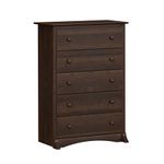 Prepac Fremont Superior 5-Drawer Chest for Bedroom - Spacious and Stylish Chest of Drawers, Measuring 17.75"D x 31.5"W x 44.75"H, In Espresso Finish