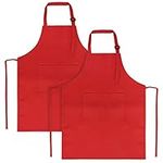 Sinland Kids Apron with Pocket 2 Pack Children Chef Apron for Cooking Baking Painting (Red, S)