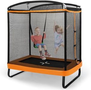 SPOTRAVEL 6FT Recreational Trampoline, 2-in-1 Kids Jumping Trampoline with Swing, Outdoor Fitness Bounce Trampoline for Children Adults (Orange)