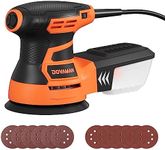 DOVAMAN ROS01A Orbital Sander, 350W Random Orbit Sander, 6 Variable Speeds, Up to 13000 RPM, 12pcs Sandpapers, 125mm Sanding Pad, Dust Collection, Electric Sander Perfect for Wood and Steel Surfaces