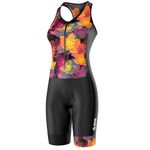 SLS3 Triathlon Suits Women - One Piece Tri Suit Women - PRO FX Womens Triathlon Suit - Premium Trisuit Women, No Shelf Bra, Black/Sunrise Blooms, Large