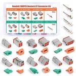 Newdeli Deutsch Connector Kit 188Pcs 12 Sets 2 3 4 6 8 12 Pin Connectors with Size 16 Stamped Contacts 14-20AWG DT Series Sealed Waterproof Automotive Electrical Wire Connectors