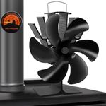 MIVITOOM Log Burner Fan with 6 Blades - Wood Burning Stove Fan Heat Powered, Eco Friendly Circulation for Wood/Log Burner/Fireplace Accessories,Thermometer Included