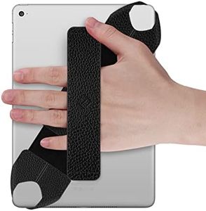 Universal Tablet Hand Strap Holder, Fintie 360 Degrees Swivel PU Leather Handle Grip with Elastic Belt, Secure Portable for iPad/iPad Pro and All 9-10 Inch Tablets, Black