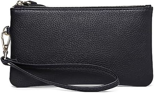 Tapp Collections Women's Wristlet Clutch Slim Leather Wallet RFID Blocking Pouch, Black, 0.59" x 7.87" x 4.33", Wristlet