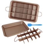 SHUESS Brownie Tin - Carbon Steel 18 Slot Brownie Baking Tray - Brownie Tin with Dividers - Non-Stick Brownie Tray for Cookie, Lasagna, Flapjack, Brownie, 31 x 20 x 3.7CM