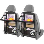 URAQT Car Seat Organizer 2PCS, Car Organiser for Kids, 8 Storage Pockets with Foldable Table Tray and Tablet Holder, Multifunctional WaterProof Back Seat Protector, for SUV, Truck, Travel Accessories