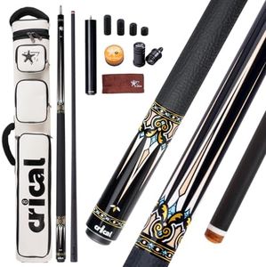 CRICAL Carbon Fiber Pool Cue Stick, Professional Low Deflection Pool Cue with Pro Taper Shaft, 12.5mm Tip, Tournament Level Billiard Cue