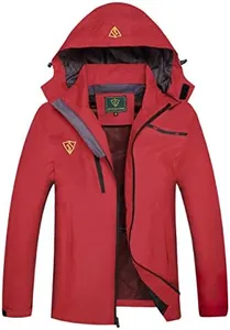 GIISAM Women's Raincoat Thin Rain Jacket Women Packable Lightweight Junior Windbreaker Waterproof with Detachable Hood Red