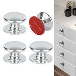 CcHhyyt 4 Pack Aluminum Self-Stick Knobs No Drilling Self-Adhesive Drawer Knobs Silver Cabinet Handle Pull with Adhesive Black Stick On Handle for Cupboard Fridge Dresser Window 4pcs/Set (Silver)