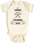 MangoHouse Funny Baby Onesie® Little Viking In Training Custom Kid Tshirt Baby Announcement Baby Outfit for Baby Gift for Baby Shower Gift for Pregnancy Reveal (Short Sleeve Natural, 0-3m)