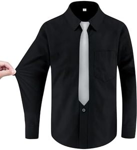 MagicSite Boys Black Stretch Dress Shirt Set with Tie Kids Black Long Sleeve Button-Down Shirt Size 20