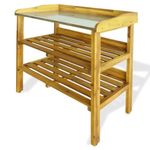 Festnight Potting Bench with 2 Shelves, Planting Table, Plant Rack, 3-Shelf Shelving Unit, Solid Acacia Wood and Zinc