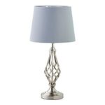 Queenswood Traditional Barley Twist Table Lamp with Grey Silver Lined Shade - Silver Chrome