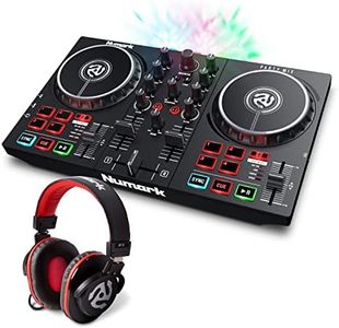 DJ Controller Bundle - USB DJ Set with Party Lights, 2 Decks, DJ Mixer, Audio Interface and DJ Headphones - Numark Party Mix II and HF175