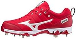 Mizuno Men's 320630.1000.17.1200 9-Spike Metal Baseball Cleat 12, Red-White, 11.5