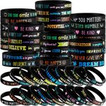 Bucherry 60 Pcs Motivational Silicone Bracelets Motivational Quote Rubber Wristbands Inspirational Silicone Wristband Women Men Home Office Party Favor Gifts(Black)