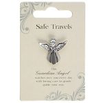 Guardian Angel Brooch for Safe Travels, pin with rhinestone for Men and Women, Silver