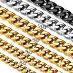 9mm 316L Stainless Steel Chunky Miami Cuban Chains Necklaces Statement Hip Hop Punk Jewelry 18k Gold Plated Heavy Curb Cuban Link Chain Necklace for Men & Women 18 inches