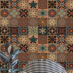 20pcs Moroccan Style Tile Stickers, Brown Kitchen Bathroom Wall Tile Stickers Peel and Stick on Tile Transfers Covers Decals Self Adhesive Vinyl Waterproof Vintage Mosaic Art (15cm x 15cm, 6x6 inches)