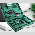 DR GARDEN Garden Tools Set, Gardening Kit (10pcs), Hand Tools for Gardener, Planting Accessories, Jardineer Equipment with Case, Green (JM-201)