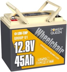 Power Queen 12V45Ah LiFePO4 Batterie, Batterie Lithium Marine, BMS Intégré Protection Basse Température Deep Cycle batterie, 4000+ Cycles pour Fauteuil Roulant électrique,Camping,Moteurs à la Traîne