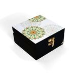 BRAHMA DESIGN Decorative Gift Box for Presents | Green Mandala | Size 5" x 5" x 2.75" | Jewellery Box, Vintage Box, Knick-knacks Storage Trunk, Gift Box for Packaging, Wooden box for storage