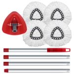4 Pcs Spin Mop Heads Replacements For Vileda,Spin Mop Replacement Head Set with Base and 30" to 58" Mop Handle,Mop Head Replace,Mop Refills Machine Washable& Easy-to-Replace