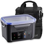 LUNCHGO G1 - Standard(74 Wh), Smart Electric Heated Lunch Box Food Warmer – Cordless, 5 Cups, Battery Powered, 250°F Max, Scheduled Heating, Perfect for Outdoor Work, On-The-Go Meals (Carbon Black)