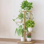 FURNIFOX Plant Stand Indoor Outdoor Plant Stand, Four Layers Iron Flower Stand Pots Tray Plant Shelves Planter Display Rack Storage Holder Shelf Home Balcony Garden Living & Bed Room Decor (GOLDEN)