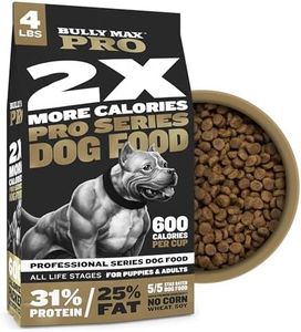 Bully Max Pro 2X High Calorie & High Protein Dry Dog Food for Puppy & Adult Dogs - Healthy Weight Gain & Muscle Building for Small & Large Breeds - Slow-Cooked, 600 Calories/Cup, Chicken Flavor, 4lb.