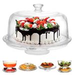 JOEY'Z kantareshwar EXTRA LARGE 6 in 1 Cake Stand with Dome Lid Multifunctional Serving Platter and Cake Plate, Salad Bowl/Veggie Platter/Punch bowl/Desert Platter/Chips & Dip - BPA Free