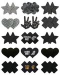 CICEKEE Pasties Black Nipple Covers Stickers Disposable Sticky Breast Petals for Women Rave Party - 15 Pairs