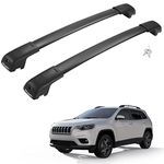 BougeRV Lockable Roof Rack Cross Bars Compatible with Jeep Cherokee 2014-2023 Aluminum Car Cross Bar for Rooftop Cargo Carrier Bag Basket Luggage Kayak Canoe Bike Snowboard Skiboard (Not for JGC)