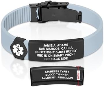 Divoti Custom Engraved Medical Alert ID Bracelet – Dual-Sided Laser Etching, Silicone Wristband, Stainless Steel Security Clasp – Adjustable & Trim-to-Fit – Emergency Medical Info Band - UL SB PBL WH