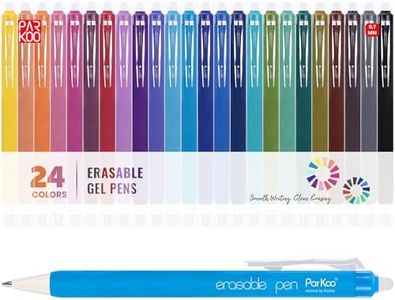 ParKoo Erasable Gel Pens, 24 Colors Retractable Erasable Colored Pens Fine Point 0.7mm, Make Mistakes Disappear, Assorted Color Inks for Drawing Coloring Writing Planner