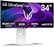 LG 34GX90SA-W 34-inch Ultragear WQHD (3440 x 1440) OLED Curved Gaming Monitor 240Hz, 1ms, NVIDIA G-Sync Compatible, AMD FreeSync Premium, VESA DisplayHDR True Black 400, webOS, USB Type-C, White
