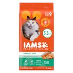 IAMS PROACTIVE HEALTH Dry Cat Food Adult Hairball Care, Chicken and Salmon, 1.59kg Bag