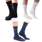 3 Pairs - Navy Blue Athletic Flip-Flops Socks V-Toe Thicker Durable Sports Or Casual Tabi Big Tabi socks