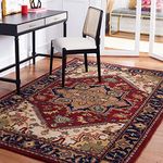 SAFAVIEH Heritage Collection Accent Rug - 4' x 6', Red, Handmade Traditional Oriental Wool, Ideal for High Traffic Areas in Entryway, Living Room, Bedroom (HG625A)