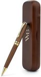 Wordsworth and Black Ballpoint Pen Set - Stunning Luxury Pen Bamboo Brownwood Gold Finish, Refillable, Best Ball Pen for Men & Women, Black Ink Refill, Elegant, Point Pen