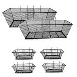 6 Pack Hanging Kitchen Basket Wire Storage Basket Traceless Stick Basket on Cabinet Door Wall Organizer no Drilling, Used for Storage Pantry, Farmhouse Food Storage Kitchen Pantry Laundry Closet Garage RV, Large, Small, Black