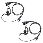 COODIO Lot 2 x G-Shape Earpiece Police Security Headset inline PTT Mic Microphone For 2 Pin Midland 2 Way Radio Walkie Talkie