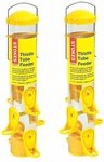(2 Pack) Stokes Select Thistle Tube Bird Feeder with 6 Feeding Ports, Yellow, 1.6 Pound Capacity