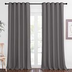 NICETOWN Blackout Gray Curtain 102 inch Length, Grommet Extra Long Thermal Curtain Room Darkening Sound Reducing Window Drape for Sliding Glass Door/Living Room (W66 x L102, 1 Panel)