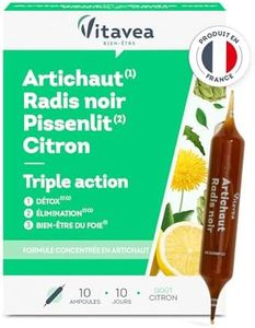 VITAVEA BIEN-ETRE - Detox Bien être du Foie Elimination - Complément Alimentaire, Digestion, Confort Intestinal, Draineur - Artichaut Radis Noir Pissenlit Citron - 10 ampoules - Fabriqué en France