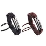 COLORFUL BLING Handmade Classic Cross Wristband Bangle Adjustable Braided Wrap Leather Cord Bracelet for Men Boys Vintage Religious Jewelry-cross, Leather, leather