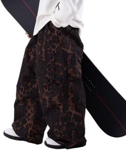 SNOWVERB Loose Fit Snowboard Leopard Ski Snow Baggy Pants for Men and Women | Baggy & Relaxed Comfort, Leopard Stylish Design, 15K Waterproof & Windproof Protection, Warm Breathable & Lightweight Comfort